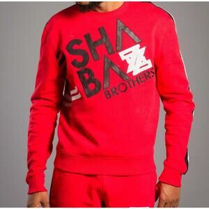 Shabazz Brothers Graphic Red Striped Logo Pullover Sweater Men's 2XL Streetwear